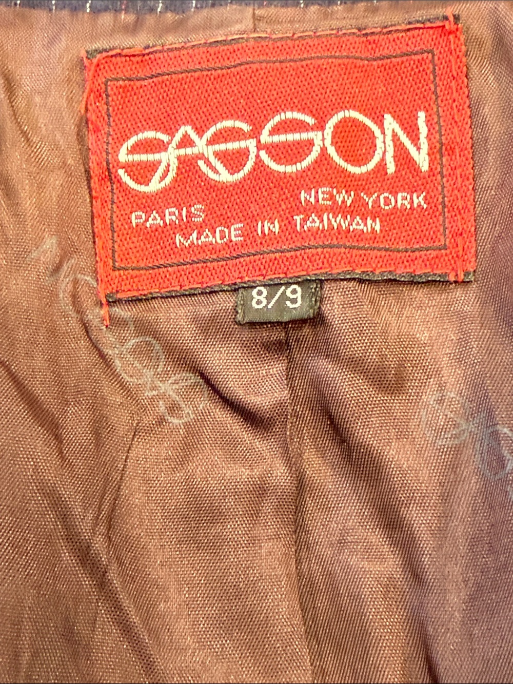 Sasson Vintage Wool Blend Navy Blue Blazer with white & red pinstripes size 8/9 - Picture 5 of 6